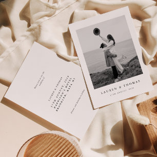 Modern Black and White Instant Photo Frame Wedding Invitation