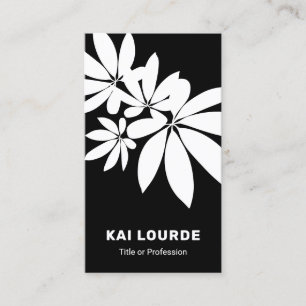 Modern Black and White Leaves Branch Business Card