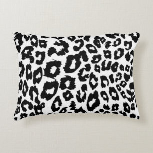 Modern Black and White Leopard Print Decorative Cushion