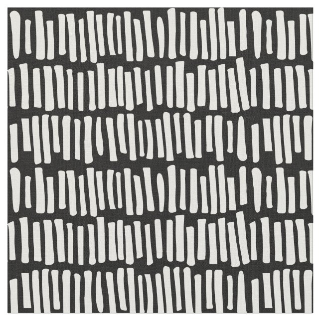 Modern Black and White Line Pattern Fabric (Close Up)