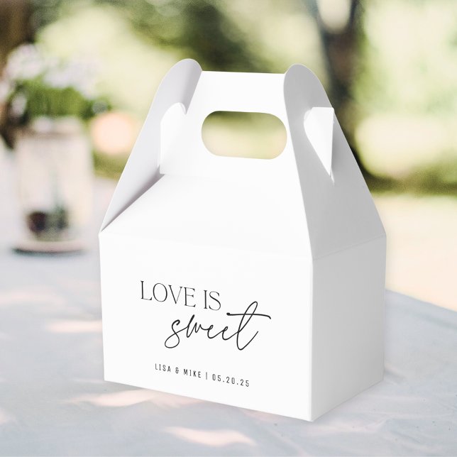 Modern Black and White Love is Sweet Wedding Favour Box (Creator Uploaded)