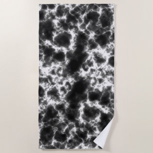Modern Black and White Marble Pattern Beach Towel
