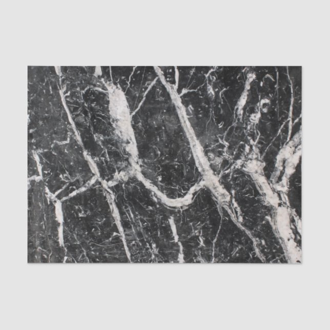 Modern Black and White Marble Pattern Tissue Paper (Front)