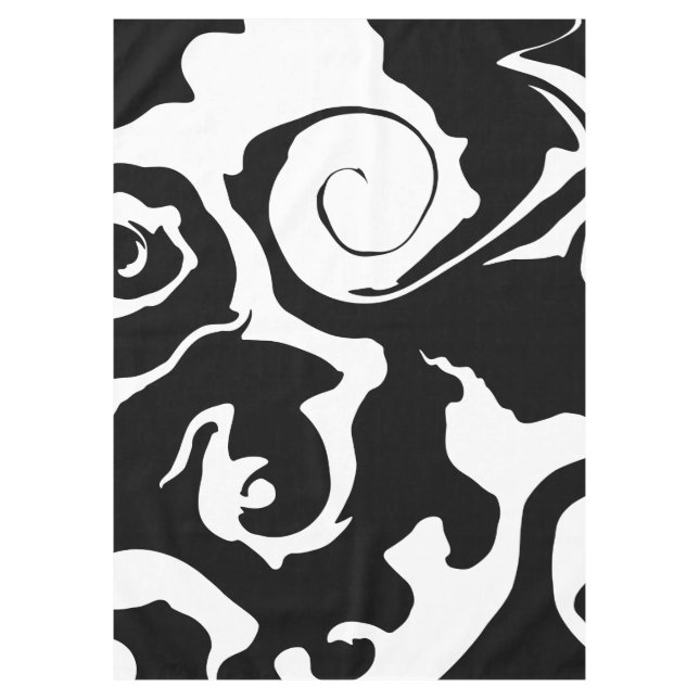 Modern Black and White marble swirl Tablecloth (Front)