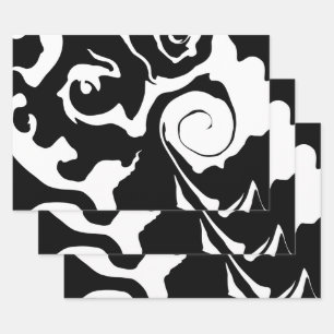 Modern Black and White marble swirl Wrapping Paper Sheet