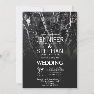 Modern Black and White Marble Wedding Invitations
