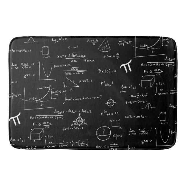 Modern Black and White Math Pattern Bath Mat (Front)