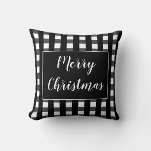 Modern Black And White Merry Christmas Chic Cushion