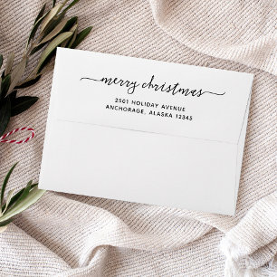 Modern Black and White   Merry Christmas Envelope