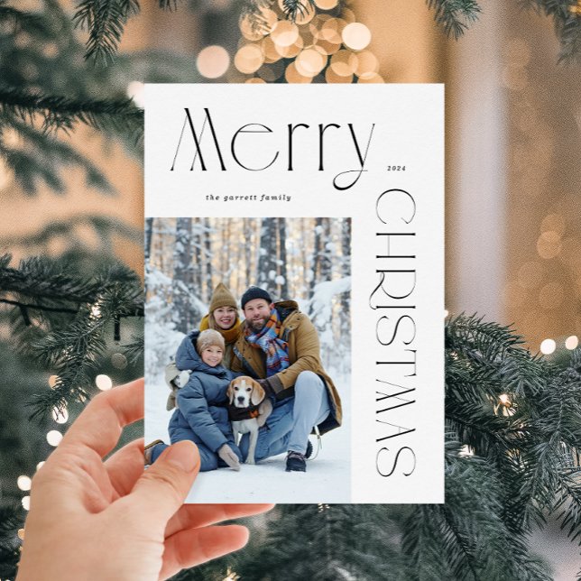 Modern Black and White Merry Christmas Photo Holiday Card (Modern Black and White Merry Christmas Photo Holiday Card)