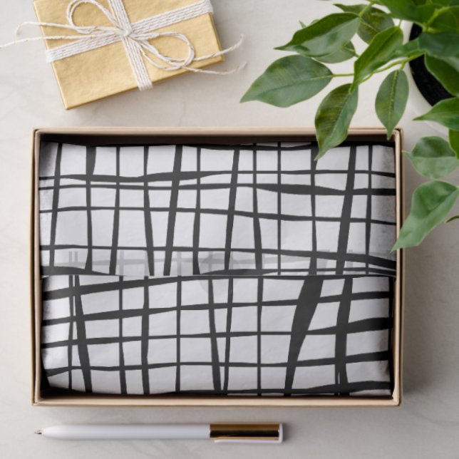 Modern Black and White Mesh Fenced Tissue Paper (Gift)