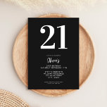 Modern Black and White Minimal 21st Birthday Invitation<br><div class="desc">A simple modern 21st birthday invitation featuring elegant typography and minimalist design in black and white colour.</div>