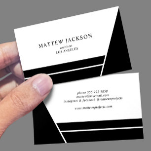 Modern black and white minimal geometric business card