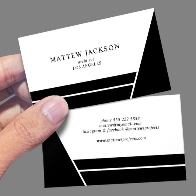 Modern black and white minimal geometric  business card (Creator Uploaded)