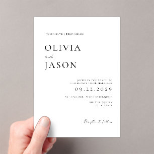 Modern Black and White Minimal Wedding Acrylic Invitations