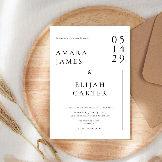 Modern Black and White Minimal Wedding Invitation (Creator Uploaded)