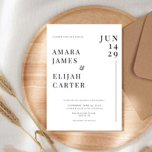 Modern Black and White Minimal Wedding Invitation