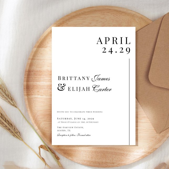 Modern Black and White Minimal Wedding Invitation (Creator Uploaded)