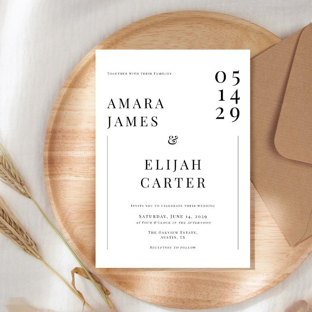 Modern Black and White Minimal Wedding Invitation (Creator Uploaded)