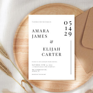 Modern Black and White Minimal Wedding Invitation