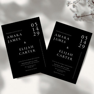 Modern Black and White Minimal Wedding Invitation