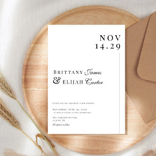 Modern Black and White Minimal Wedding Invitation
