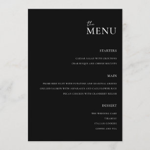 Modern Black and White Minimal Wedding Menu