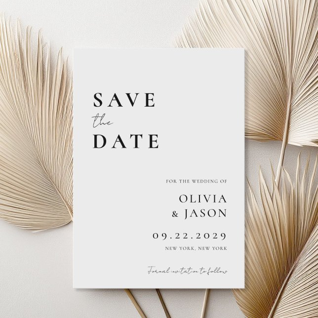 Modern Black and White Minimal Wedding Save The Date (Creator Uploaded)