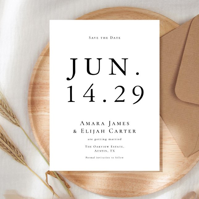Modern Black and White Minimal Wedding Save The Date (Creator Uploaded)