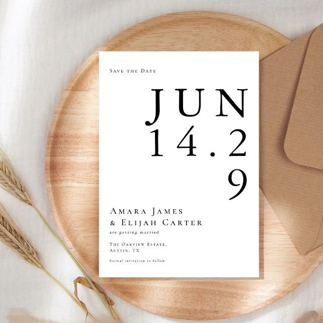 Modern Black and White Minimal Wedding Save The Date (Creator Uploaded)