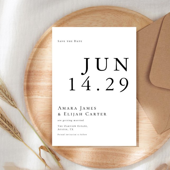 Modern Black and White Minimal Wedding Save The Date (Creator Uploaded)