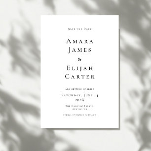 Modern Black and White Minimal Wedding Save The Date