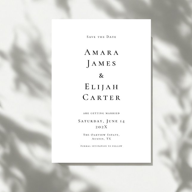 Modern Black and White Minimal Wedding Save The Date (Creator Uploaded)