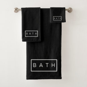 Modern Black and White Minimalist Bath Towel Set