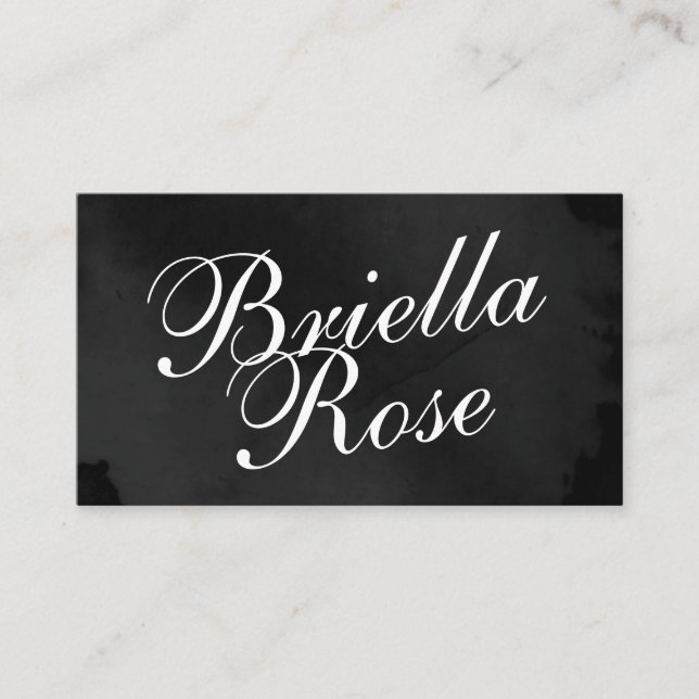 Modern Black and White Minimalist Bold Calligraphy Business Card (Front)