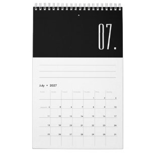 Modern Black And White Minimalist Calendar