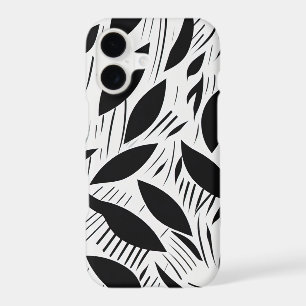 Modern Black and White Minimalist Leaf Pattern