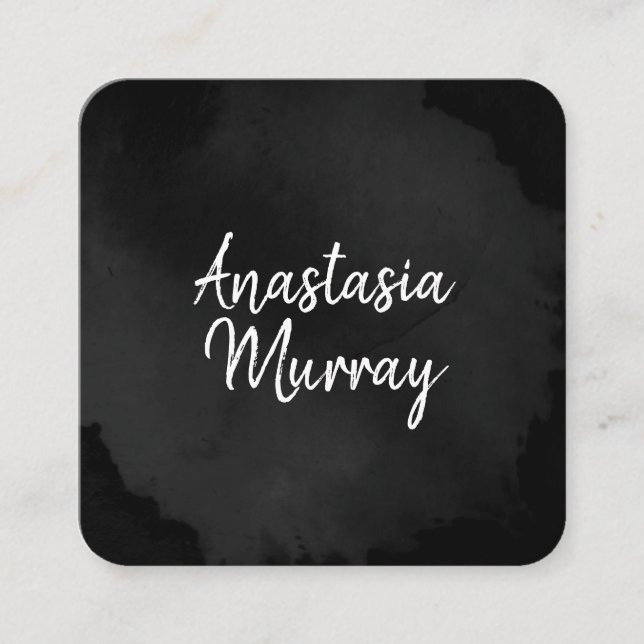 Modern Black and White Minimalist Luxury Boutique Square Business Card (Front)