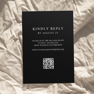 Modern Black and White Minimalist QR Code Wedding  RSVP Card