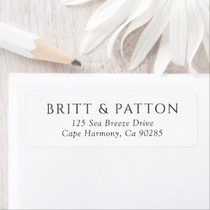 Modern Black and White Minimalist Return Address Label