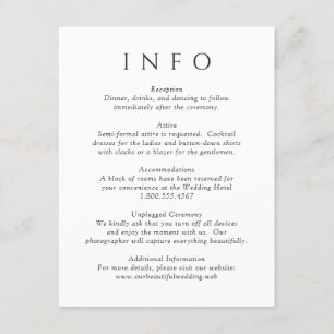 Modern Black and White Minimalist Wedding Enclosure Card