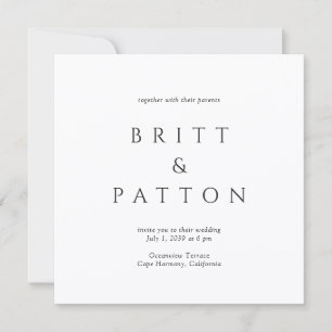 Modern Black and White Minimalist Wedding Invitation