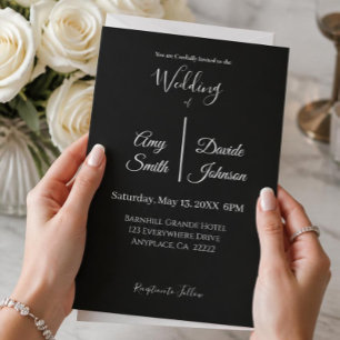 Modern Black and white minimalist wedding Invitation