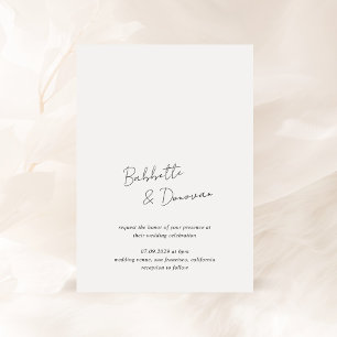 Modern Black and White Minimalist Wedding Invitation