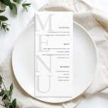 Modern Black and White Minimalist Wedding Menu<br><div class="desc">Create your own personalised wedding menu cards featuring modern typography and minimalist graphic design in black and white colour.</div>