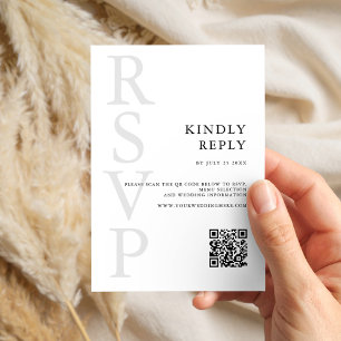 Modern Black and White Minimalist Wedding RSVP Card