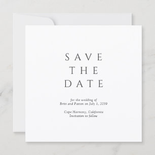 Modern Black and White Minimalist Wedding Save The Date
