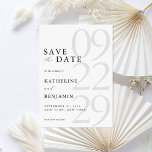 Modern Black and White Minimalist Wedding Save The Date<br><div class="desc">Easily personalise your wedding save the date cards with this editable template. Features minimal elegant typography design in black and white colour.</div>