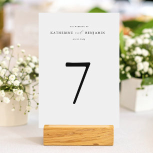 Modern Black and White Minimalist Wedding  Table Number