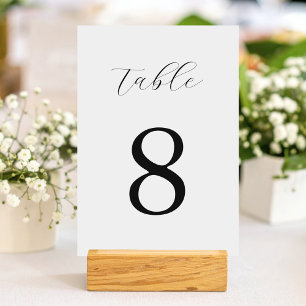 Modern Black and White Minimalist Wedding  Table Number